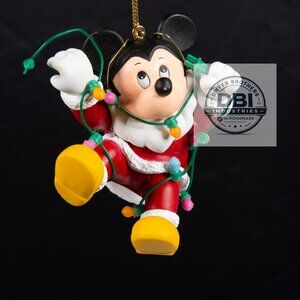 Vintage Disney Mickey Mouse Christmas Ornament Santa Lights Collectible w/ Box